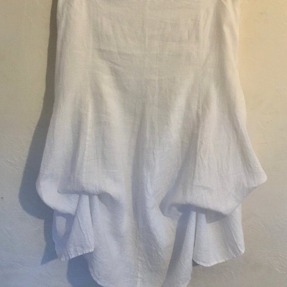 Eileen Fisher 100% Irish Linen White Lagenlook Midi Skirt Size Medium